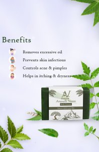 Aravalli Neem Soap For Men And Woman||Anti acne, Anti Rash || For All Skin Types || Pack Of 4 (125gm)